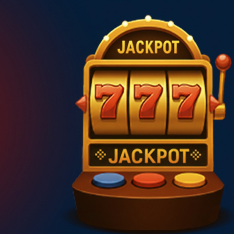 Máquina de slots azul a mostrar três 7s com efeitos eléctricos em fundo – SpinAndFlix Casino.